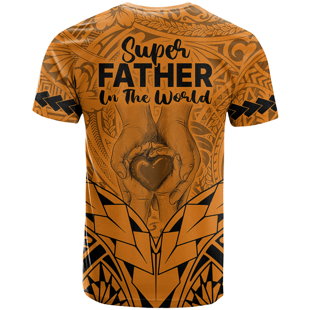 Polynesian Father's Day Gift For Dad T Shirt Super Father In The World - Gold Polynesian Pattern - Wonder Print Shop