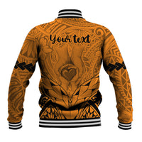 Personalised Polynesian Father's Day Gift For Dad Baseball Jacket Super Father In The World - Gold Polynesian Pattern LT9 - Wonder Print Shop