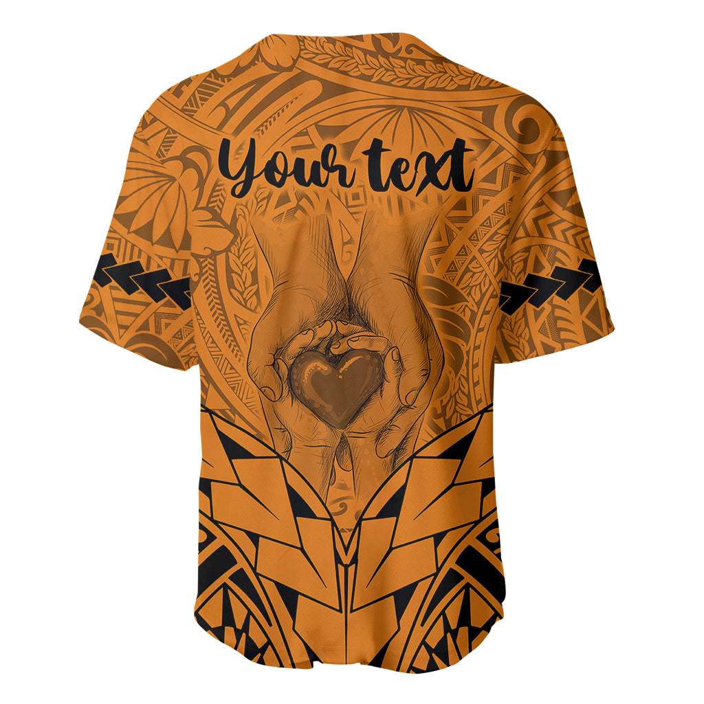 Personalised Polynesian Father's Day Gift For Dad Baseball Jersey Super Father In The World - Gold Polynesian Pattern LT9 - Wonder Print Shop