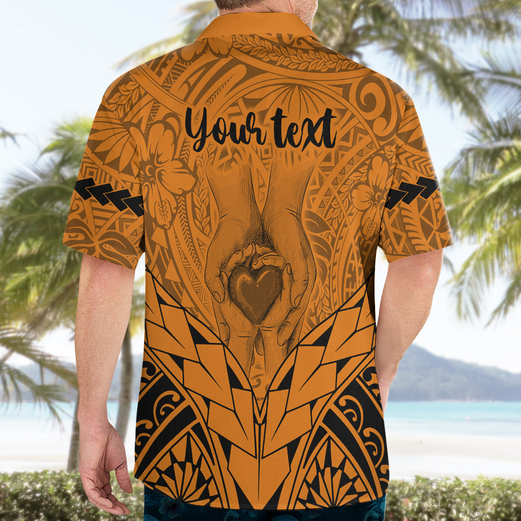 Personalised Polynesian Father's Day Gift For Dad Hawaiian Shirt Super Father In The World - Gold Polynesian Pattern - Wonder Print Shop