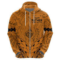 Personalised Polynesian Father's Day Gift For Dad Hoodie Super Father In The World - Gold Polynesian Pattern - Wonder Print Shop