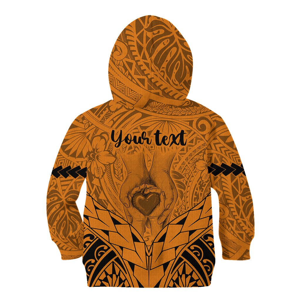 Personalised Polynesian Father's Day Gift For Dad Kid Hoodie Super Father In The World - Gold Polynesian Pattern - Wonder Print Shop