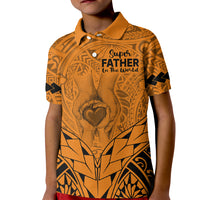 Custom Polynesian Fathers Day Gift For Dad Polo Shirt for Kid Super Father In The World Gold Polynesian Pattern - Wonder Print Shop