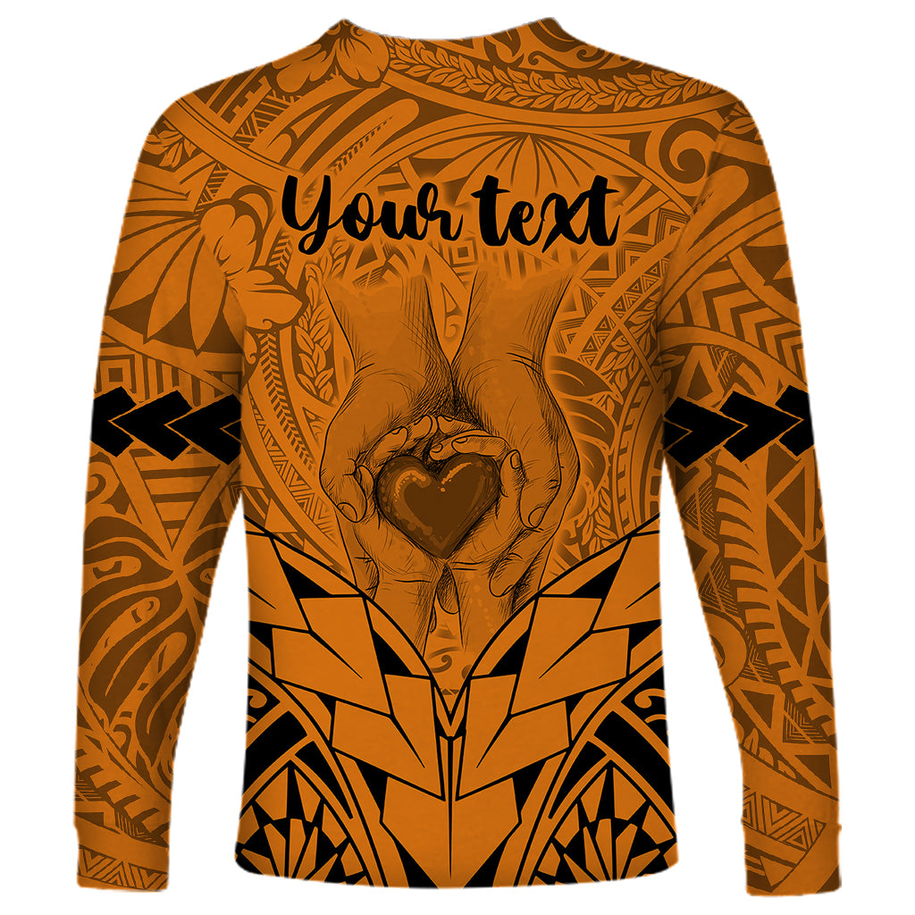 Personalised Polynesian Father's Day Gift For Dad Long Sleeve Shirt Super Father In The World - Gold Polynesian Pattern - Wonder Print Shop
