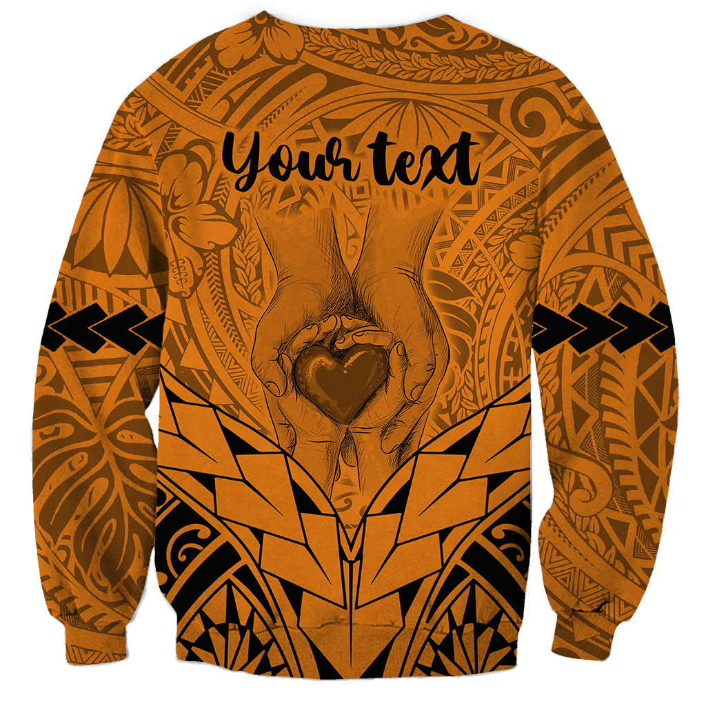 Personalised Polynesian Father's Day Gift For Dad Sweatshirt Super Father In The World - Gold Polynesian Pattern - Wonder Print Shop