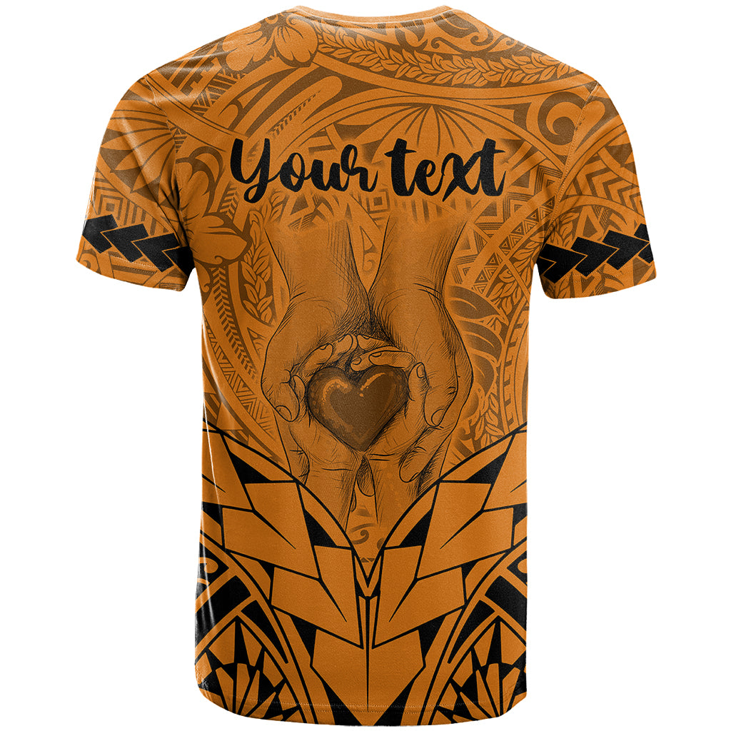 Personalised Polynesian Father's Day Gift For Dad T Shirt Super Father In The World - Gold Polynesian Pattern - Wonder Print Shop