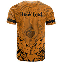 Personalised Polynesian Father's Day Gift For Dad T Shirt Super Father In The World - Gold Polynesian Pattern - Wonder Print Shop