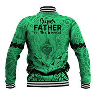 Polynesian Father's Day Gift For Dad Baseball Jacket Super Father In The World - Green Polynesian Pattern LT9 - Wonder Print Shop