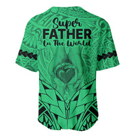 Polynesian Father's Day Gift For Dad Baseball Jersey Super Father In The World - Green Polynesian Pattern LT9 - Wonder Print Shop