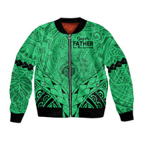 Polynesian Father's Day Gift For Dad Bomber Jacket Super Father In The World - Green Polynesian Pattern LT9 - Wonder Print Shop