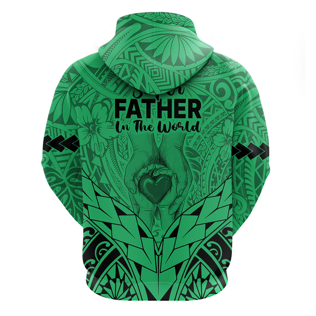 Polynesian Father's Day Gift For Dad Hoodie Super Father In The World - Green Polynesian Pattern - Wonder Print Shop