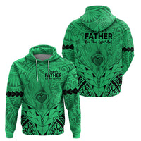 Polynesian Father's Day Gift For Dad Hoodie Super Father In The World - Green Polynesian Pattern - Wonder Print Shop