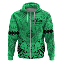 Polynesian Father's Day Gift For Dad Hoodie Super Father In The World - Green Polynesian Pattern - Wonder Print Shop