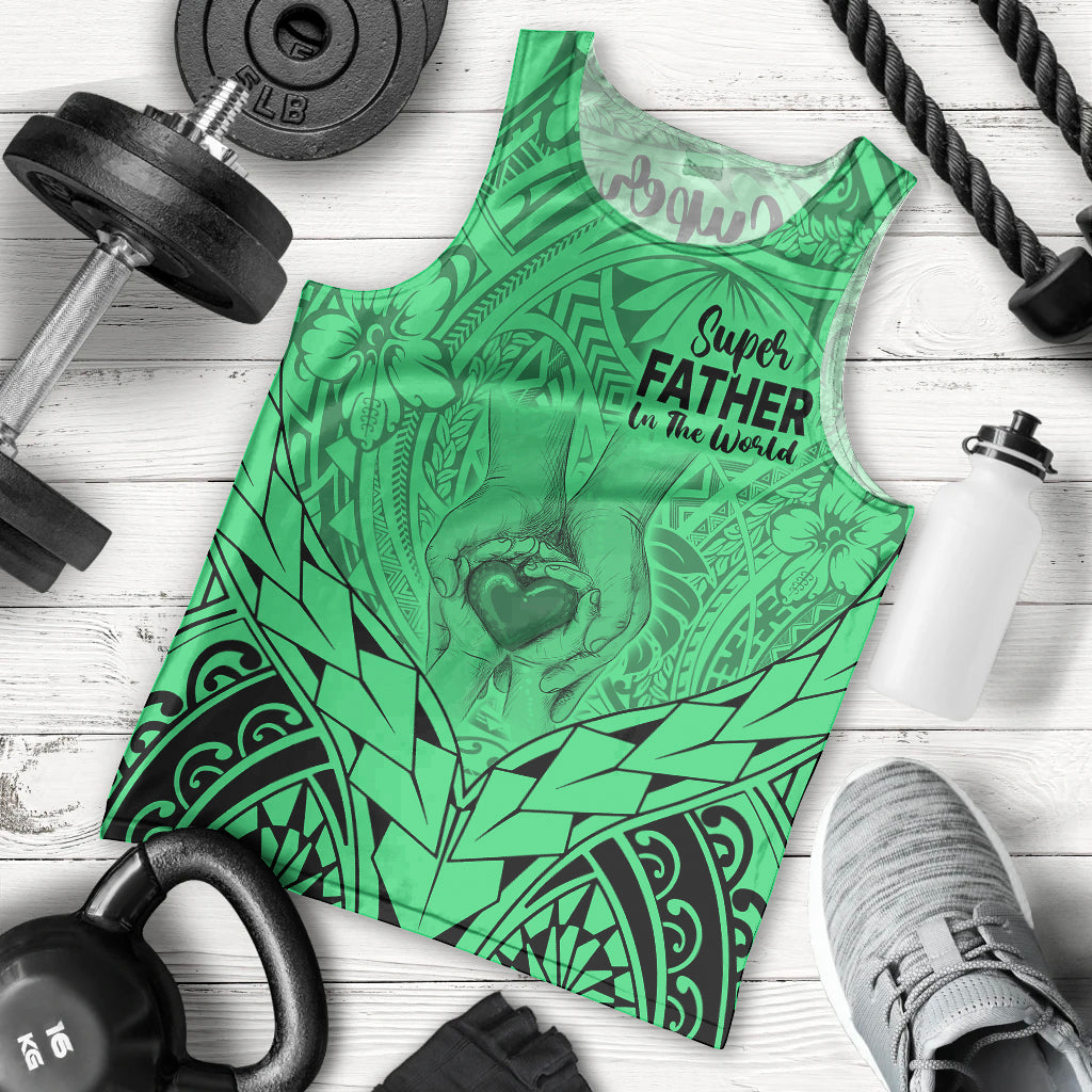 polynesian-fathers-day-gift-for-dad-men-tank-top-super-father-in-the-world-green-polynesian-pattern