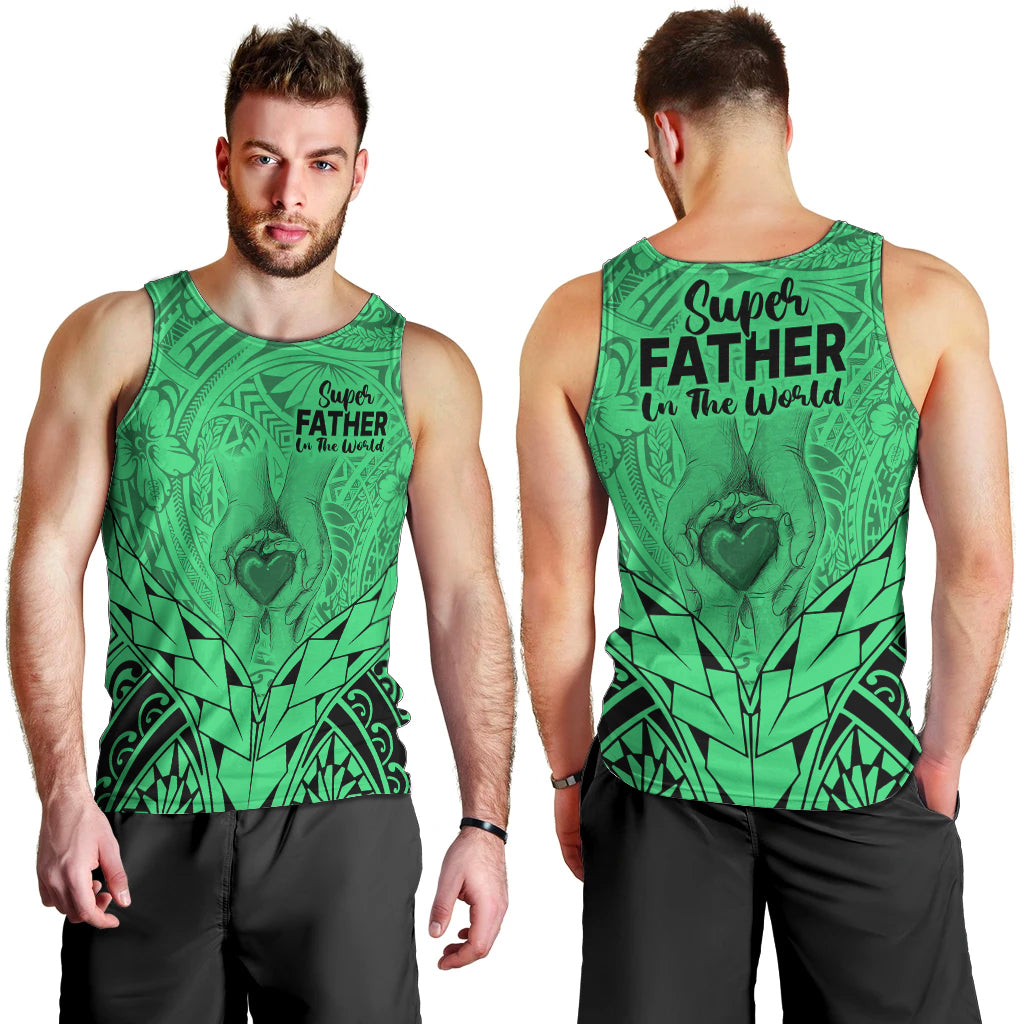 polynesian-fathers-day-gift-for-dad-men-tank-top-super-father-in-the-world-green-polynesian-pattern