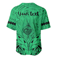 Personalised Polynesian Father's Day Gift For Dad Baseball Jersey Super Father In The World - Green Polynesian Pattern LT9 - Wonder Print Shop