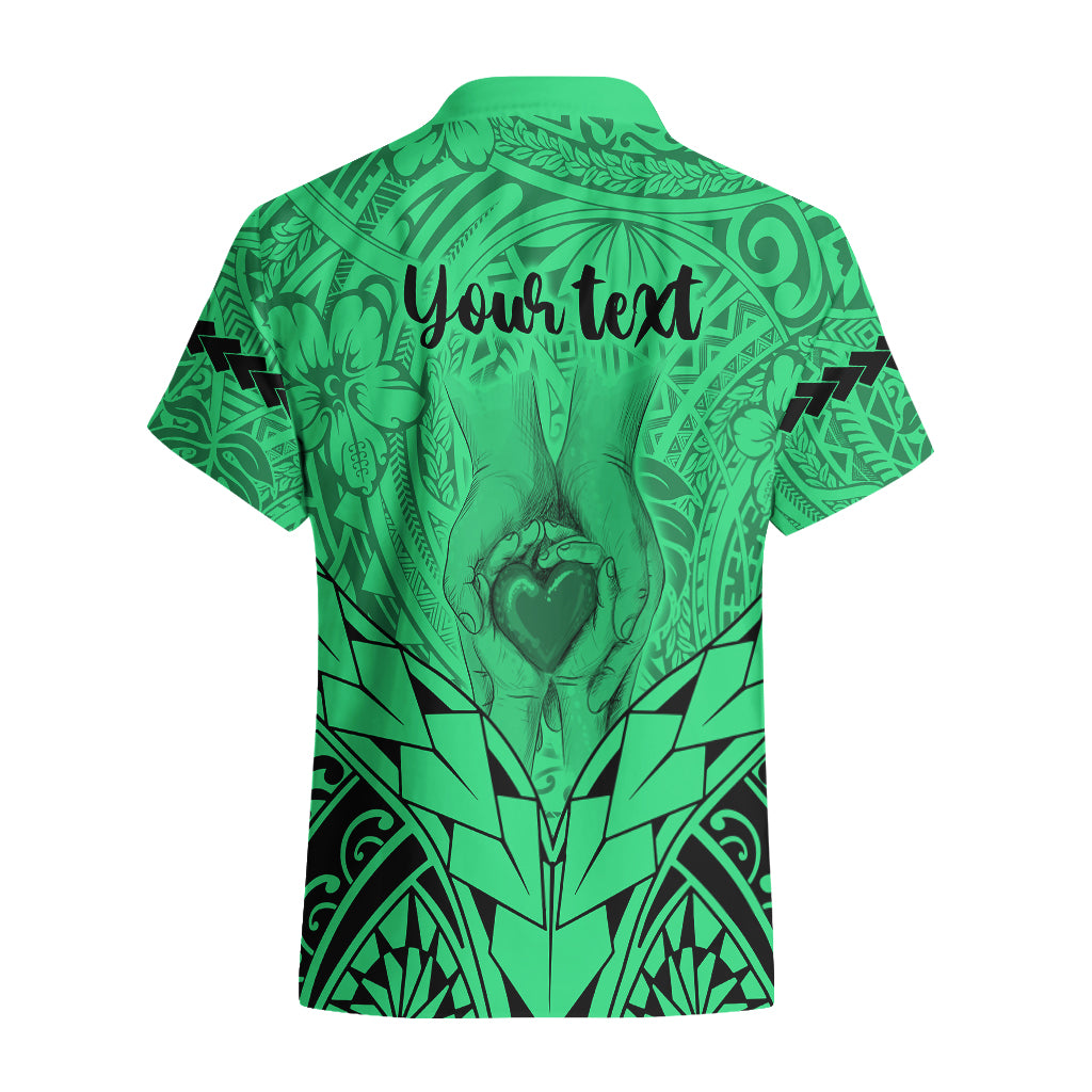Personalised Polynesian Father's Day Gift For Dad Hawaiian Shirt Super Father In The World - Green Polynesian Pattern - Wonder Print Shop