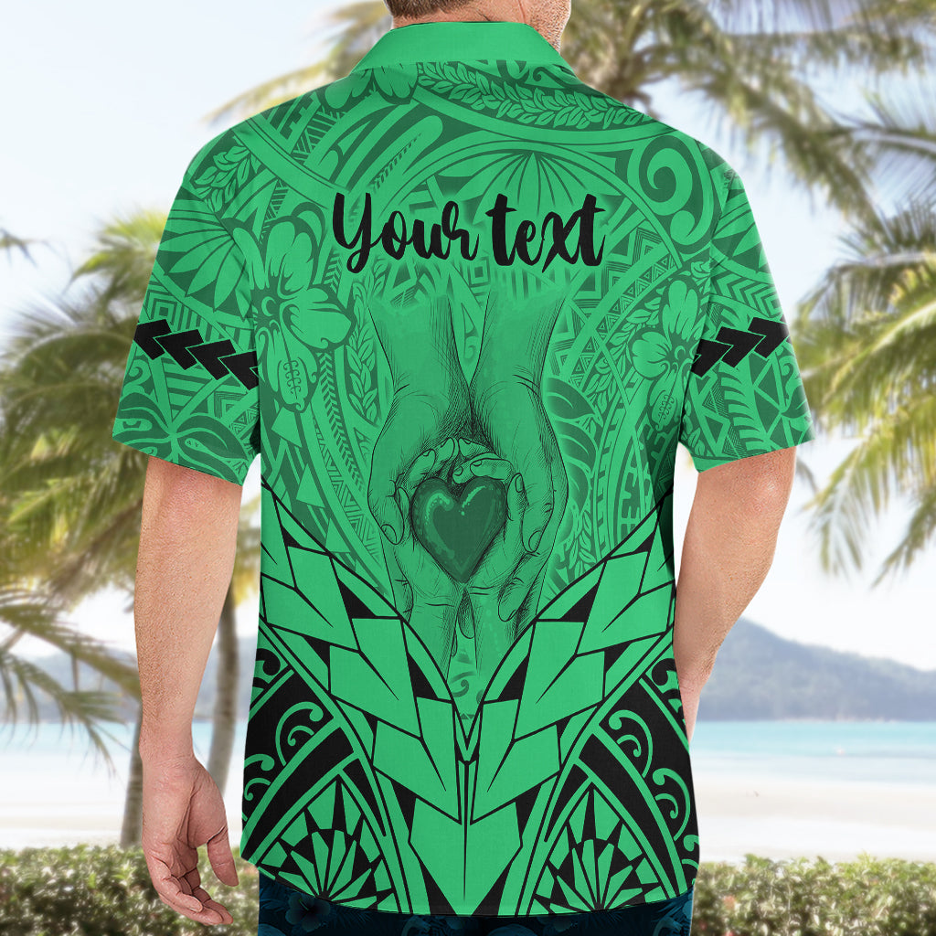 Personalised Polynesian Father's Day Gift For Dad Hawaiian Shirt Super Father In The World - Green Polynesian Pattern - Wonder Print Shop