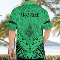 Personalised Polynesian Father's Day Gift For Dad Hawaiian Shirt Super Father In The World - Green Polynesian Pattern - Wonder Print Shop