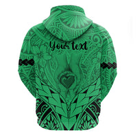 Personalised Polynesian Father's Day Gift For Dad Hoodie Super Father In The World - Green Polynesian Pattern - Wonder Print Shop
