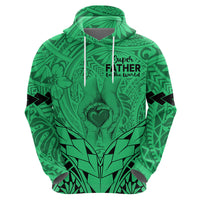 Personalised Polynesian Father's Day Gift For Dad Hoodie Super Father In The World - Green Polynesian Pattern - Wonder Print Shop