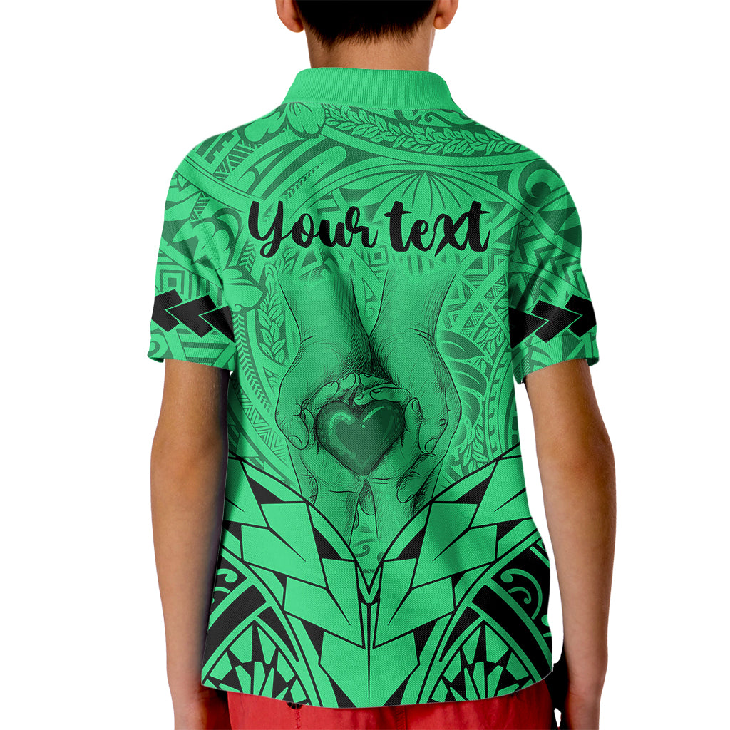 Custom Polynesian Fathers Day Gift For Dad Polo Shirt for Kid Super Father In The World Green Polynesian Pattern - Wonder Print Shop