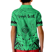 Custom Polynesian Fathers Day Gift For Dad Polo Shirt for Kid Super Father In The World Green Polynesian Pattern - Wonder Print Shop