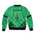 Personalised Polynesian Father's Day Gift For Dad Sleeve Zip Bomber Jacket Super Father In The World - Green Polynesian Pattern - Wonder Print Shop