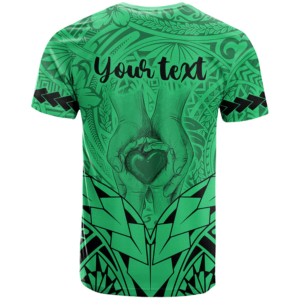 Personalised Polynesian Father's Day Gift For Dad T Shirt Super Father In The World - Green Polynesian Pattern - Wonder Print Shop
