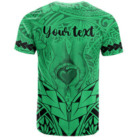 Personalised Polynesian Father's Day Gift For Dad T Shirt Super Father In The World - Green Polynesian Pattern - Wonder Print Shop