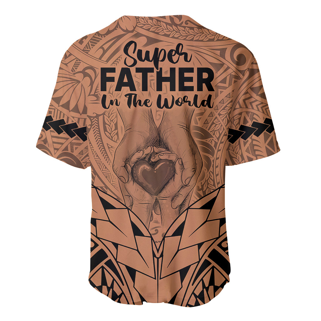 Polynesian Father's Day Gift For Dad Baseball Jersey Super Father In The World - Nude Polynesian Pattern LT9 - Wonder Print Shop