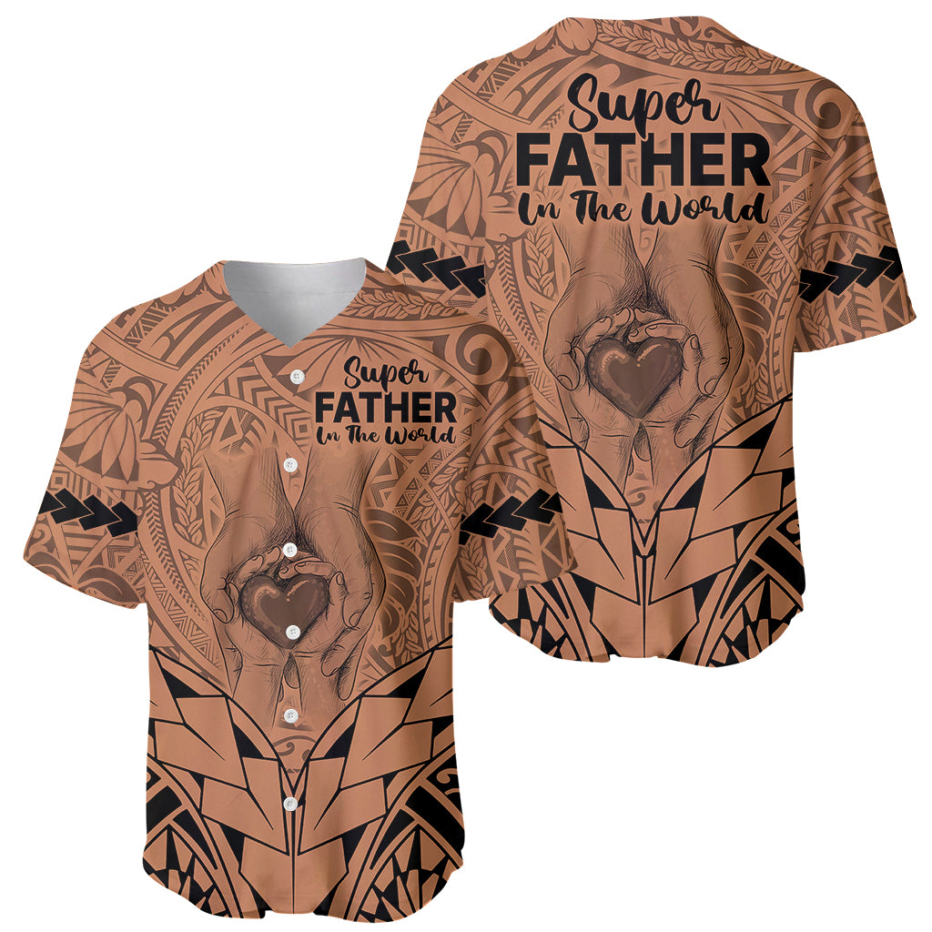 Polynesian Father's Day Gift For Dad Baseball Jersey Super Father In The World - Nude Polynesian Pattern LT9 - Wonder Print Shop