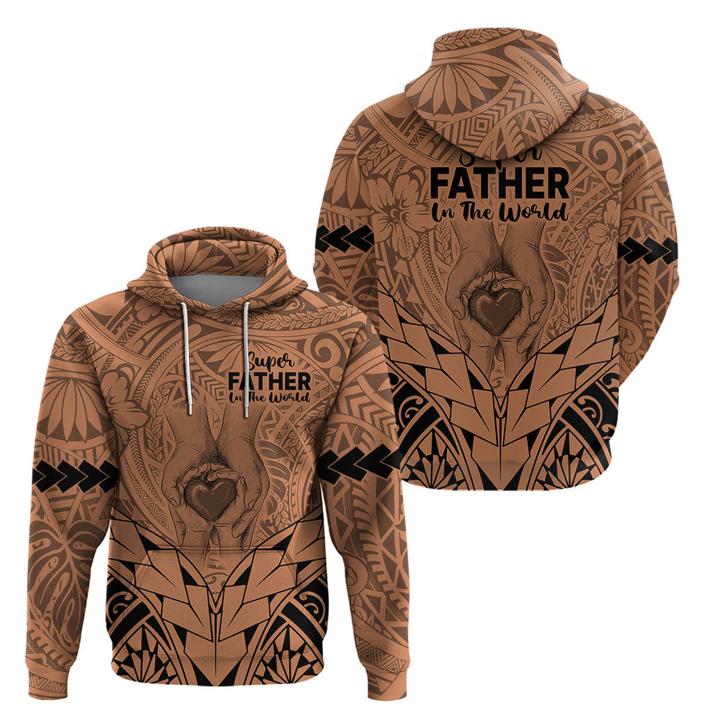 Polynesian Father's Day Gift For Dad Hoodie Super Father In The World - Nude Polynesian Pattern - Wonder Print Shop