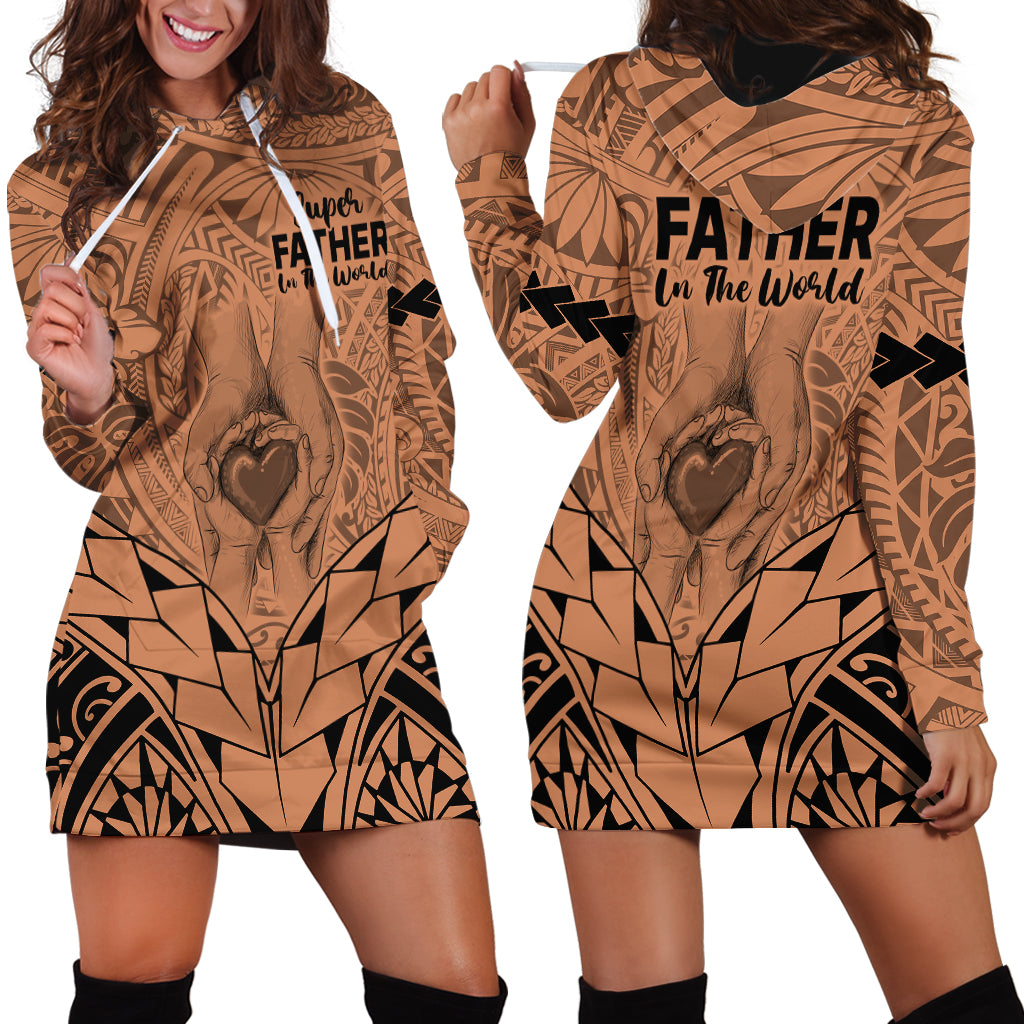 Polynesian Father's Day Gift For Dad Hoodie Dress Super Father In The World - Nude Polynesian Pattern - Wonder Print Shop