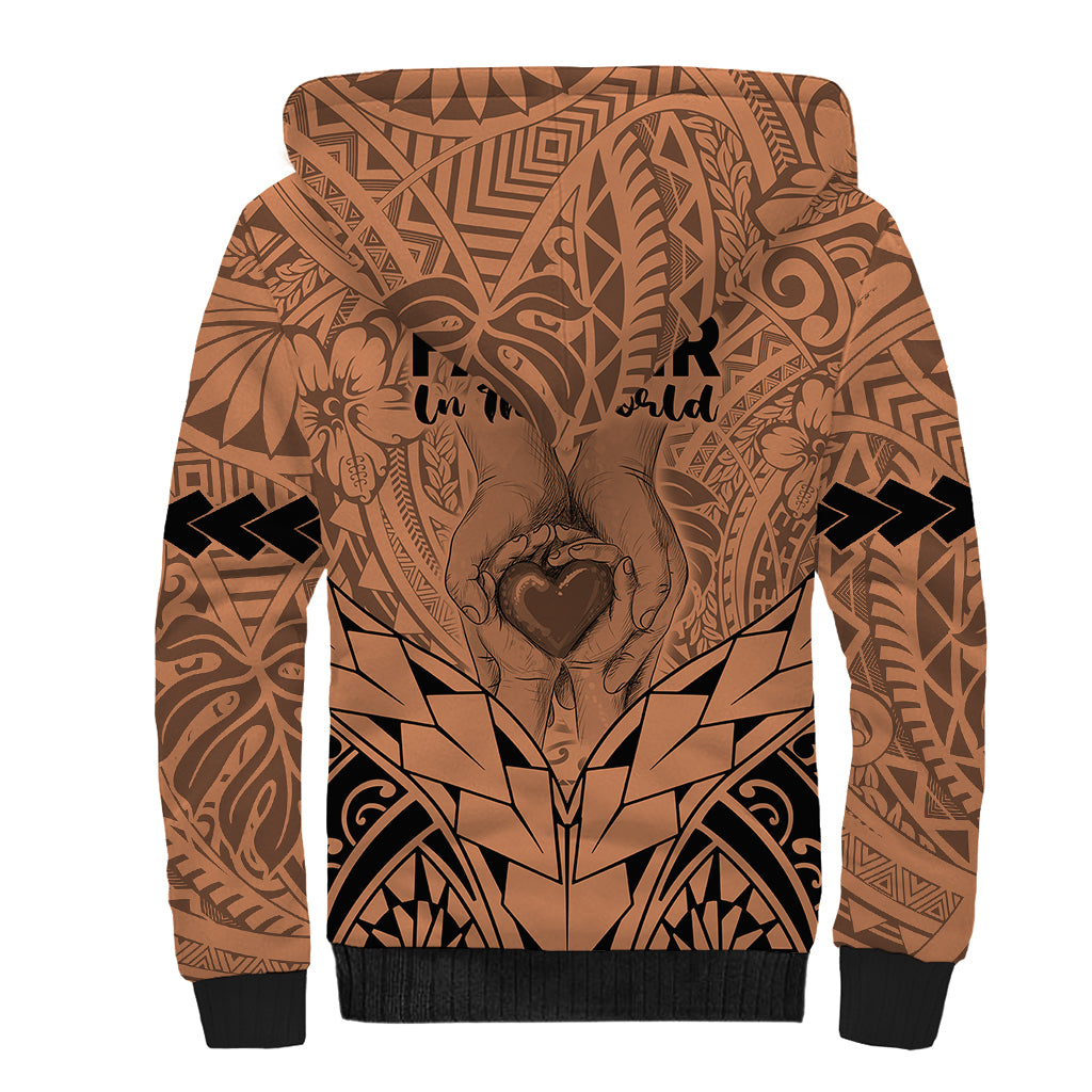 Polynesian Father's Day Gift For Dad Sherpa Hoodie Super Father In The World - Nude Polynesian Pattern - Wonder Print Shop