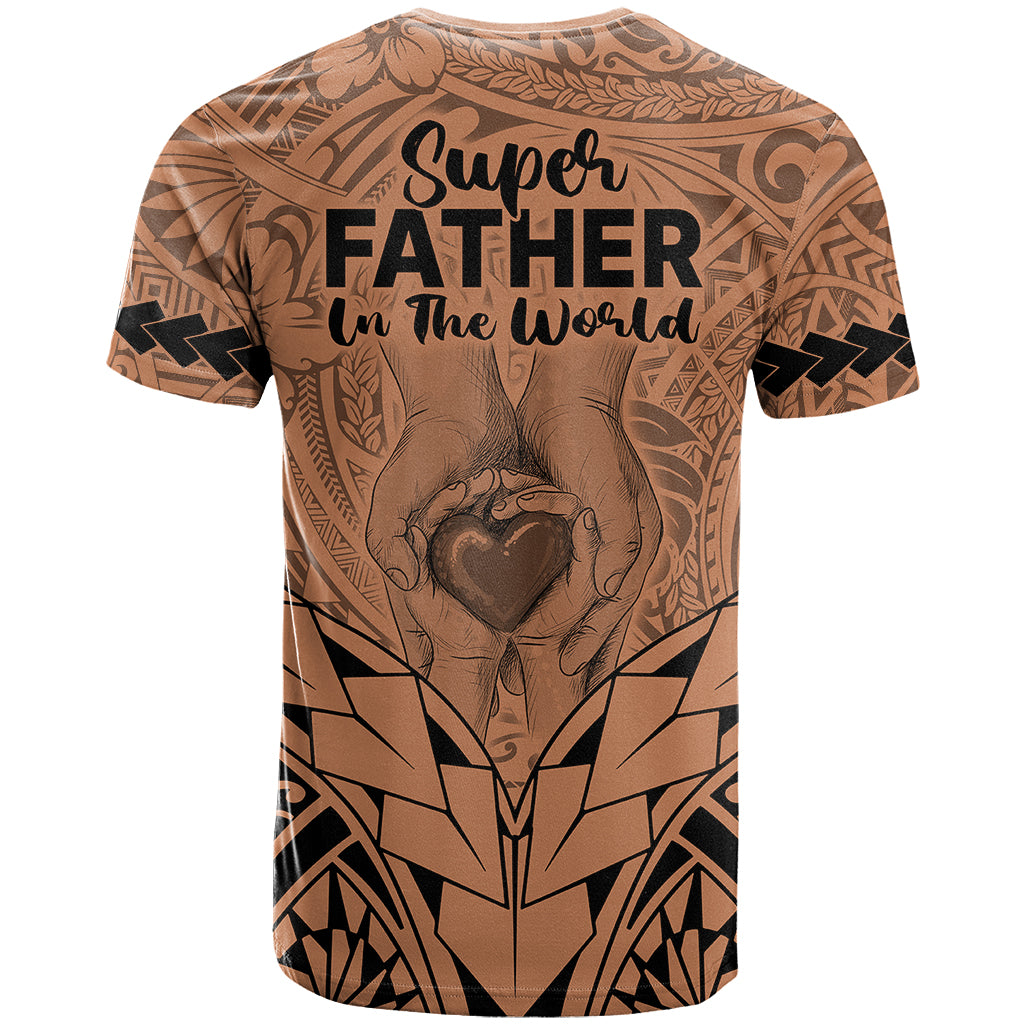 Polynesian Father's Day Gift For Dad T Shirt Super Father In The World - Nude Polynesian Pattern - Wonder Print Shop