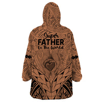 Polynesian Father's Day Gift For Dad Wearable Blanket Hoodie Super Father In The World - Nude Polynesian Pattern - Wonder Print Shop