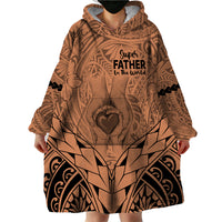 Polynesian Father's Day Gift For Dad Wearable Blanket Hoodie Super Father In The World - Nude Polynesian Pattern - Wonder Print Shop