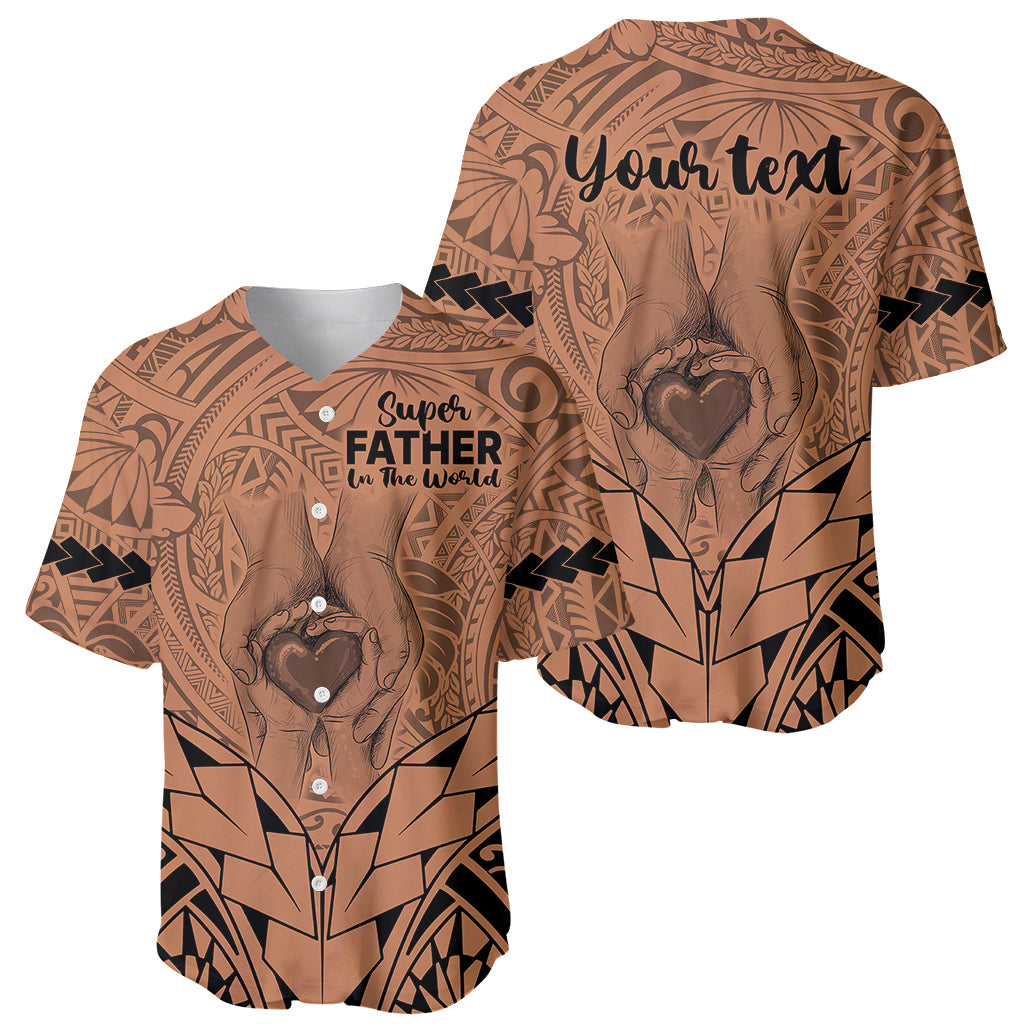 Personalised Polynesian Father's Day Gift For Dad Baseball Jersey Super Father In The World - Nude Polynesian Pattern LT9 - Wonder Print Shop