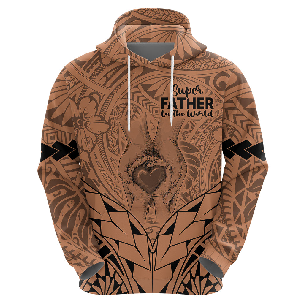 Personalised Polynesian Father's Day Gift For Dad Hoodie Super Father In The World - Nude Polynesian Pattern - Wonder Print Shop