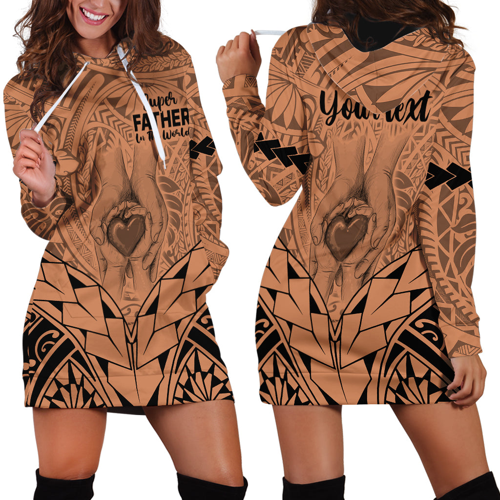 Personalised Polynesian Father's Day Gift For Dad Hoodie Dress Super Father In The World - Nude Polynesian Pattern - Wonder Print Shop