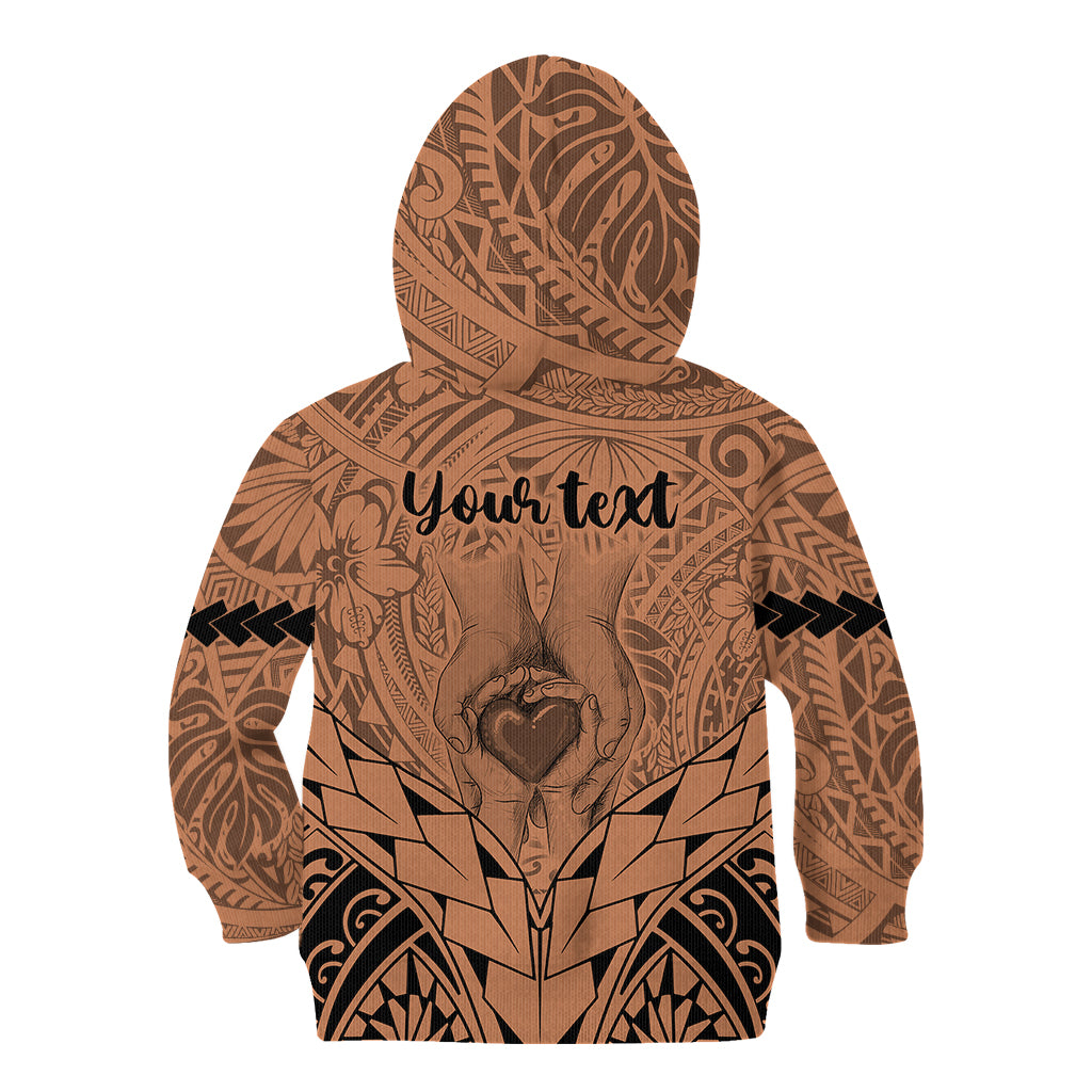 Personalised Polynesian Father's Day Gift For Dad Kid Hoodie Super Father In The World - Nude Polynesian Pattern - Wonder Print Shop