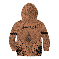 Personalised Polynesian Father's Day Gift For Dad Kid Hoodie Super Father In The World - Nude Polynesian Pattern - Wonder Print Shop