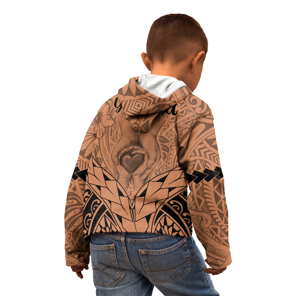 Personalised Polynesian Father's Day Gift For Dad Kid Hoodie Super Father In The World - Nude Polynesian Pattern - Wonder Print Shop