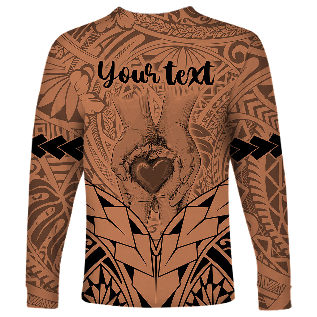 Personalised Polynesian Father's Day Gift For Dad Long Sleeve Shirt Super Father In The World - Nude Polynesian Pattern - Wonder Print Shop