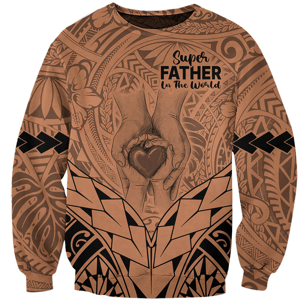 Personalised Polynesian Father's Day Gift For Dad Sweatshirt Super Father In The World - Nude Polynesian Pattern - Wonder Print Shop