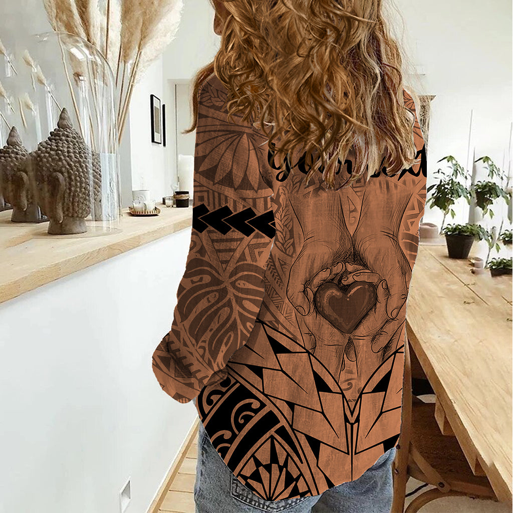 Personalised Polynesian Father's Day Gift For Dad Women Casual Shirt Super Father In The World - Nude Polynesian Pattern - Wonder Print Shop