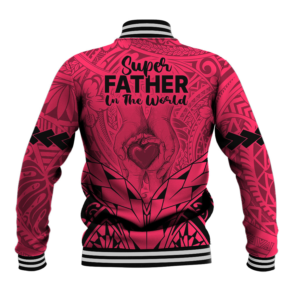 Polynesian Father's Day Gift For Dad Baseball Jacket Super Father In The World - Pink Polynesian Pattern LT9 - Wonder Print Shop