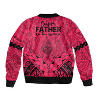 Polynesian Father's Day Gift For Dad Bomber Jacket Super Father In The World - Pink Polynesian Pattern LT9 - Wonder Print Shop