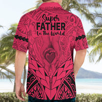 Polynesian Father's Day Gift For Dad Hawaiian Shirt Super Father In The World - Pink Polynesian Pattern - Wonder Print Shop